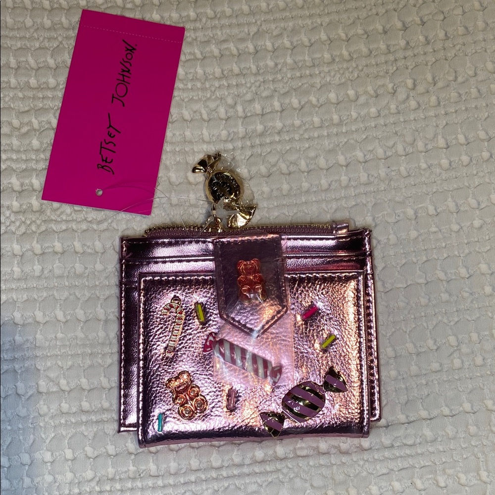 NWT Betsey Johnson Pink Metallic Candy & gummy bear Card holder